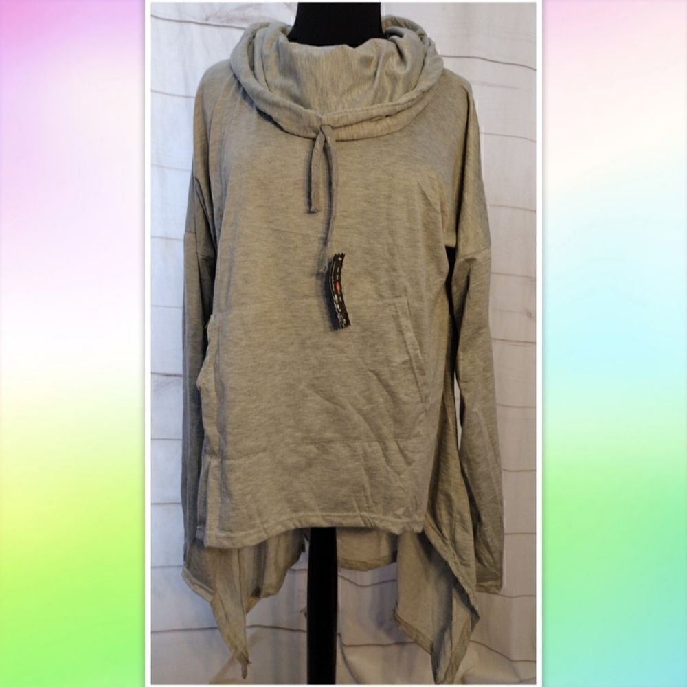 💕NWT Liranmei Hooded Light Weight Sweatshirt Size 4X High Low Hem. Runs Small